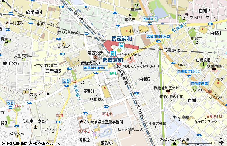 ベストメガネコンタクト武蔵浦和駅前店付近の地図